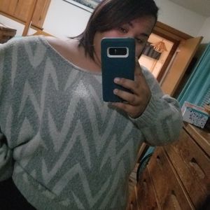 Lane Bryant- oversized grey and white sweater